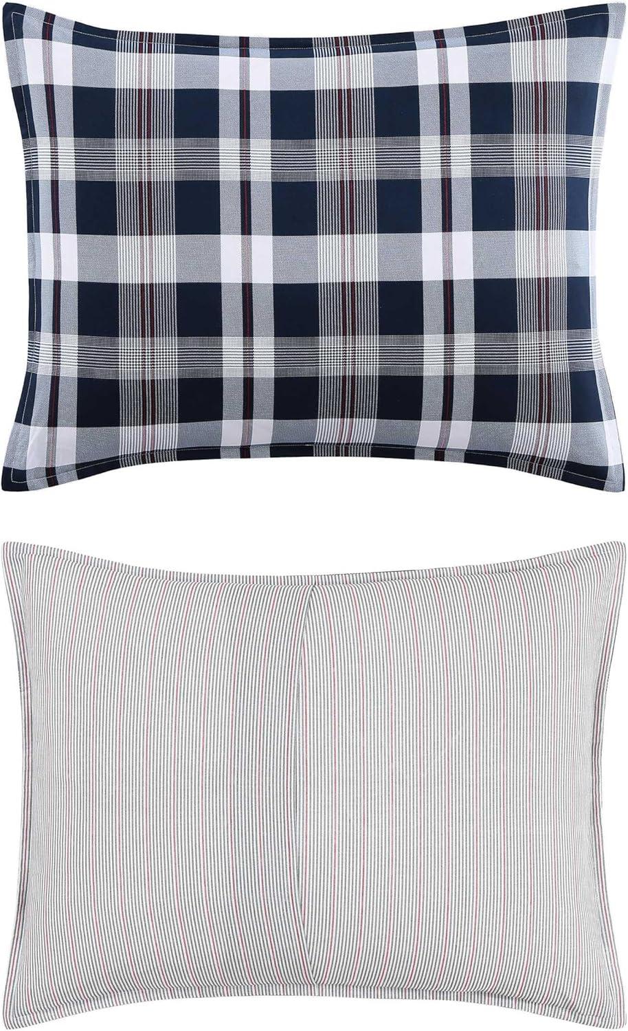 imageTommy Hilfiger Twin Duvet Cover Set Cotton Textured Bedding with Matching Sham Medium Weight Bed Set OekoTEX Certified Waterbury Plaid BlueDream Madras Blue