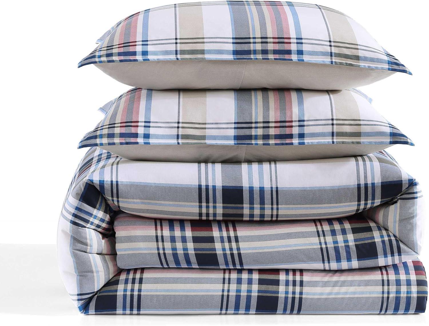 imageTommy Hilfiger Twin Duvet Cover Set Cotton Textured Bedding with Matching Sham Medium Weight Bed Set OekoTEX Certified Waterbury Plaid BlueWaterbury Plaid Blue