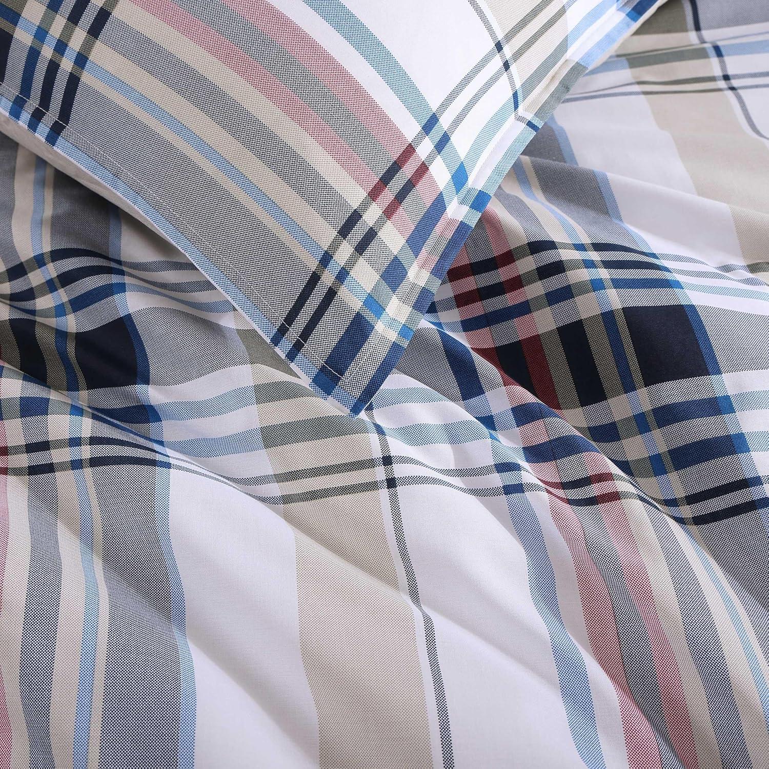 imageTommy Hilfiger Twin Duvet Cover Set Cotton Textured Bedding with Matching Sham Medium Weight Bed Set OekoTEX Certified Waterbury Plaid BlueWaterbury Plaid Blue