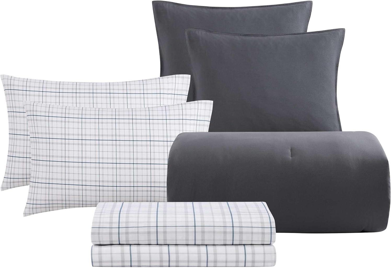 imageTommy Hilfiger TwinTwin XL Bedding Set Soft 5 Piece Comforter Set wMatching Bed Sheets ampamp Pillowcases Medium Weight for Year Round Comfort Solid Microfiber BlueSolid Grey