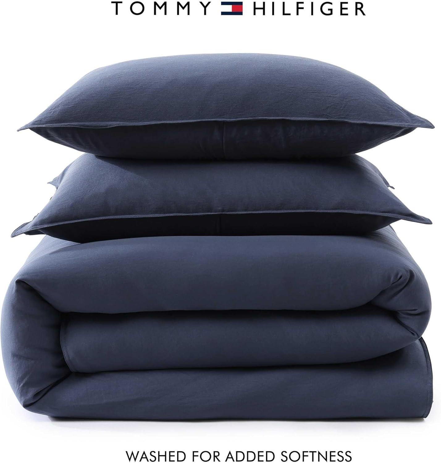 imageTommy Hilfiger TwinTwin XL Bedding Set Soft 5 Piece Comforter Set wMatching Bed Sheets ampamp Pillowcases Medium Weight for Year Round Comfort Solid Microfiber BlueSolid Blue