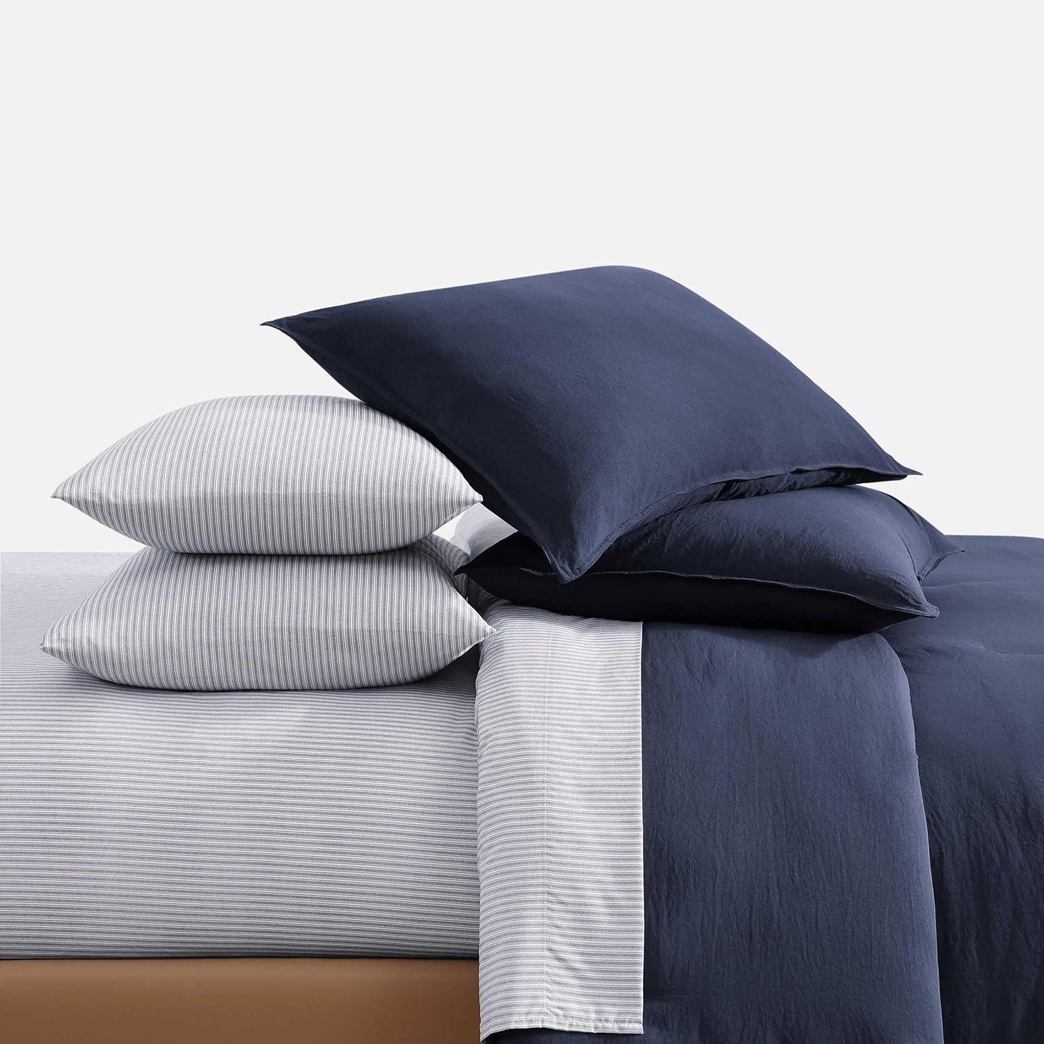 imageTommy Hilfiger TwinTwin XL Bedding Set Soft 5 Piece Comforter Set wMatching Bed Sheets ampamp Pillowcases Medium Weight for Year Round Comfort Solid Microfiber BlueSolid Blue