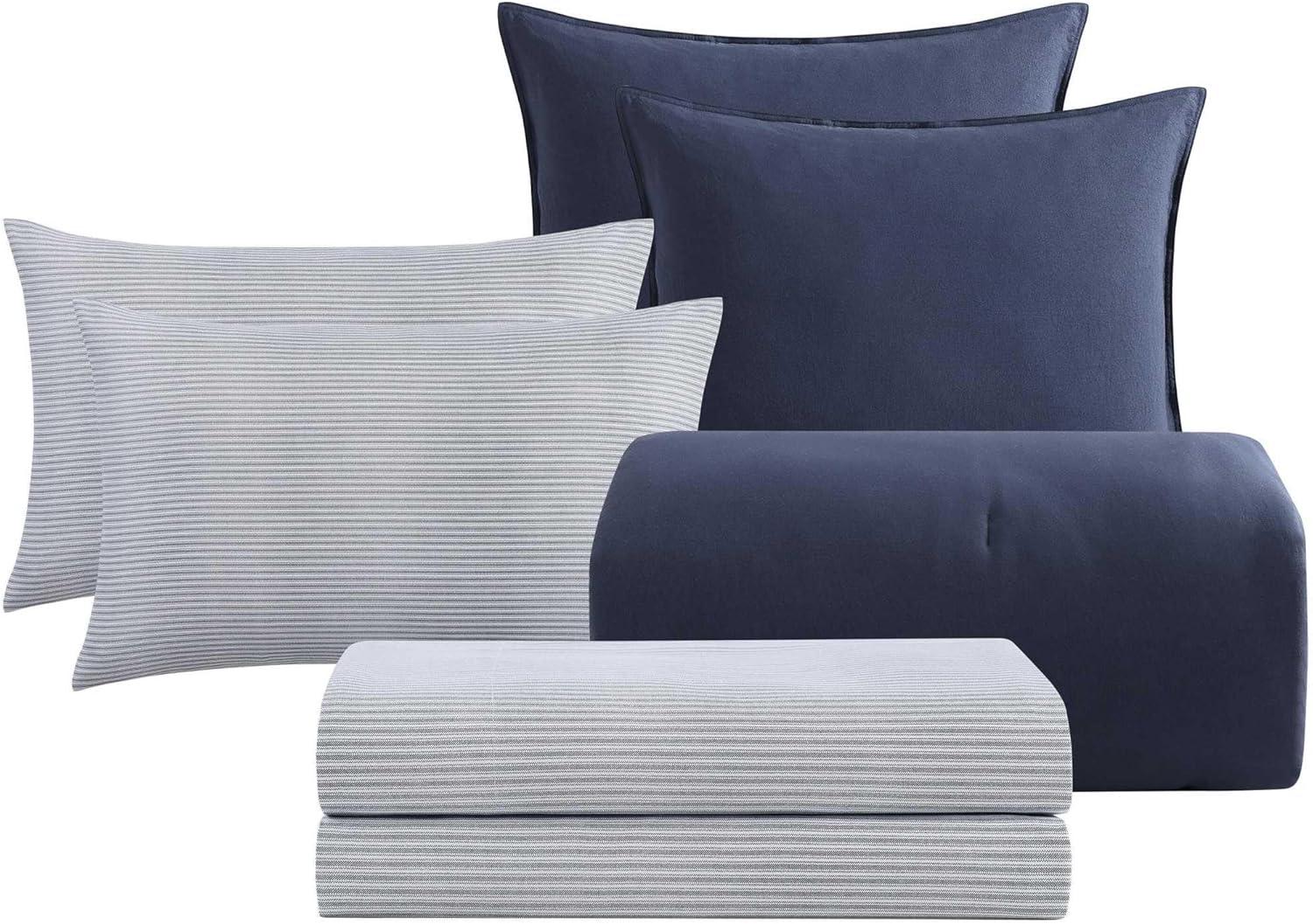 imageTommy Hilfiger TwinTwin XL Bedding Set Soft 5 Piece Comforter Set wMatching Bed Sheets ampamp Pillowcases Medium Weight for Year Round Comfort Solid Microfiber BlueSolid Blue