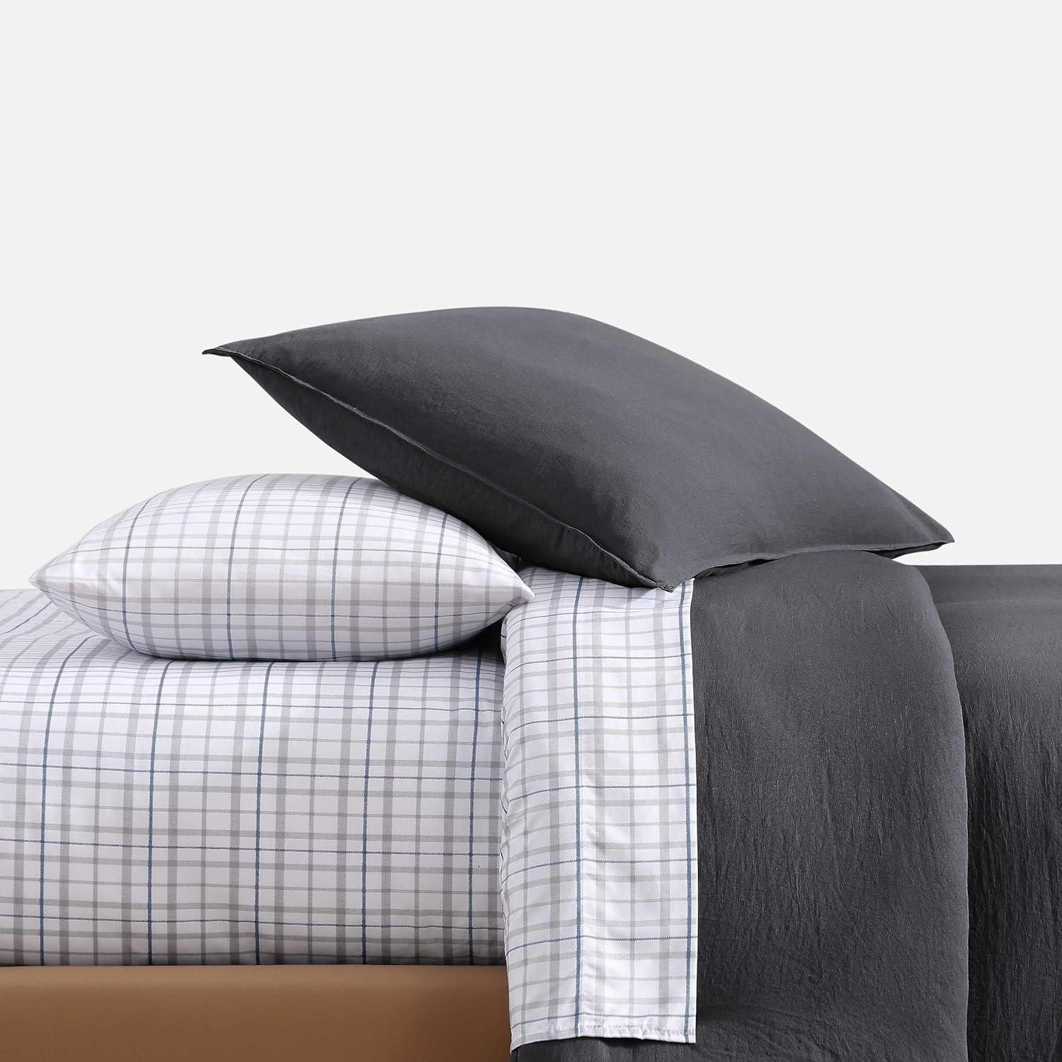 imageTommy Hilfiger TwinTwin XL Bedding Set Soft 5 Piece Comforter Set wMatching Bed Sheets ampamp Pillowcases Medium Weight for Year Round Comfort Solid Microfiber BlueSolid Grey