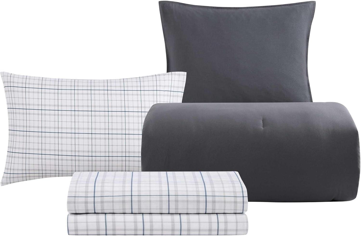 imageTommy Hilfiger TwinTwin XL Bedding Set Soft 5 Piece Comforter Set wMatching Bed Sheets ampamp Pillowcases Medium Weight for Year Round Comfort Solid Microfiber BlueSolid Grey