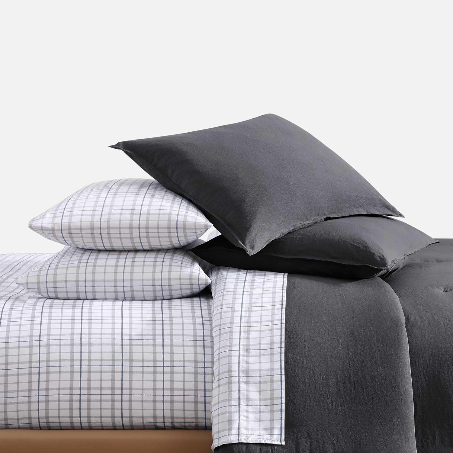imageTommy Hilfiger TwinTwin XL Bedding Set Soft 5 Piece Comforter Set wMatching Bed Sheets ampamp Pillowcases Medium Weight for Year Round Comfort Solid Microfiber BlueSolid Grey