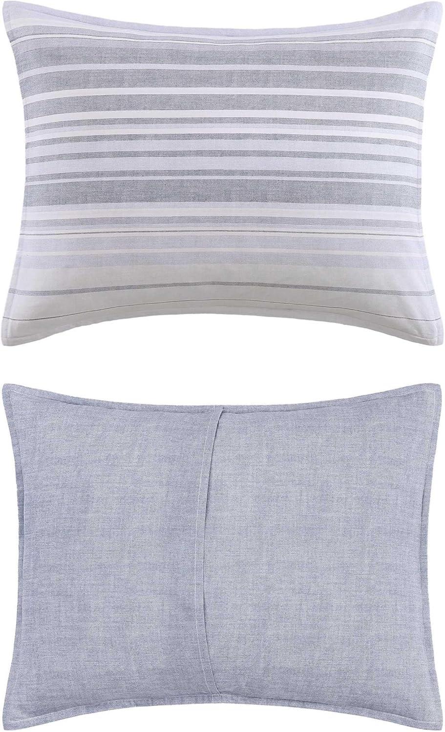 imageTommy Hilfiger TwinTwin XL Comforter Set Cotton Textured Bedding with Matching Sham Medium Weight Bed Set OekoTEX Certified Bold Stripe GreyBold Stripe Grey