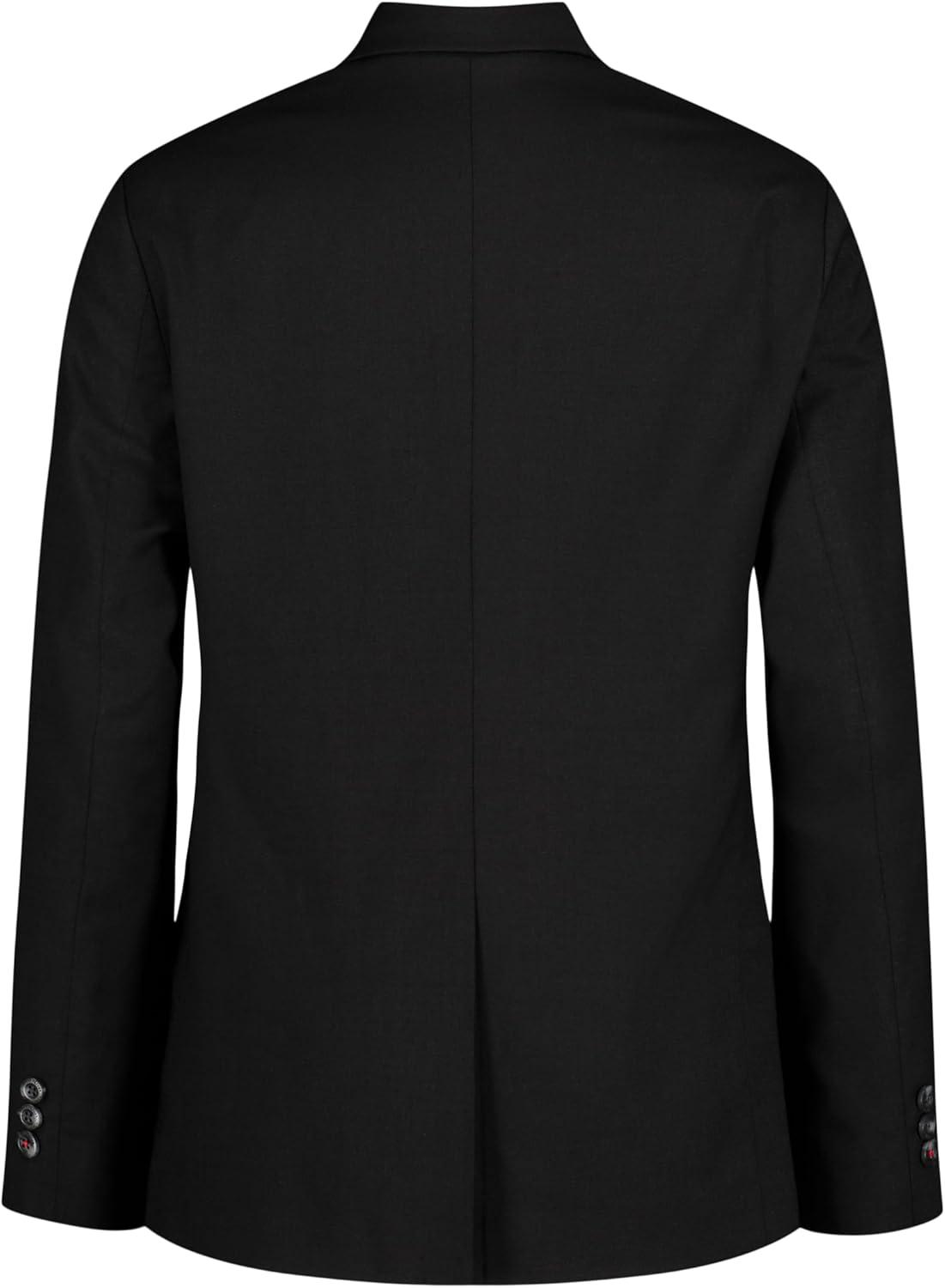 imageTommy Hilfiger Boys BiStretch Alexander Blazer Single Breasted with Pocket Square Solid Color with Flag Print LiningBlack Sharkskin