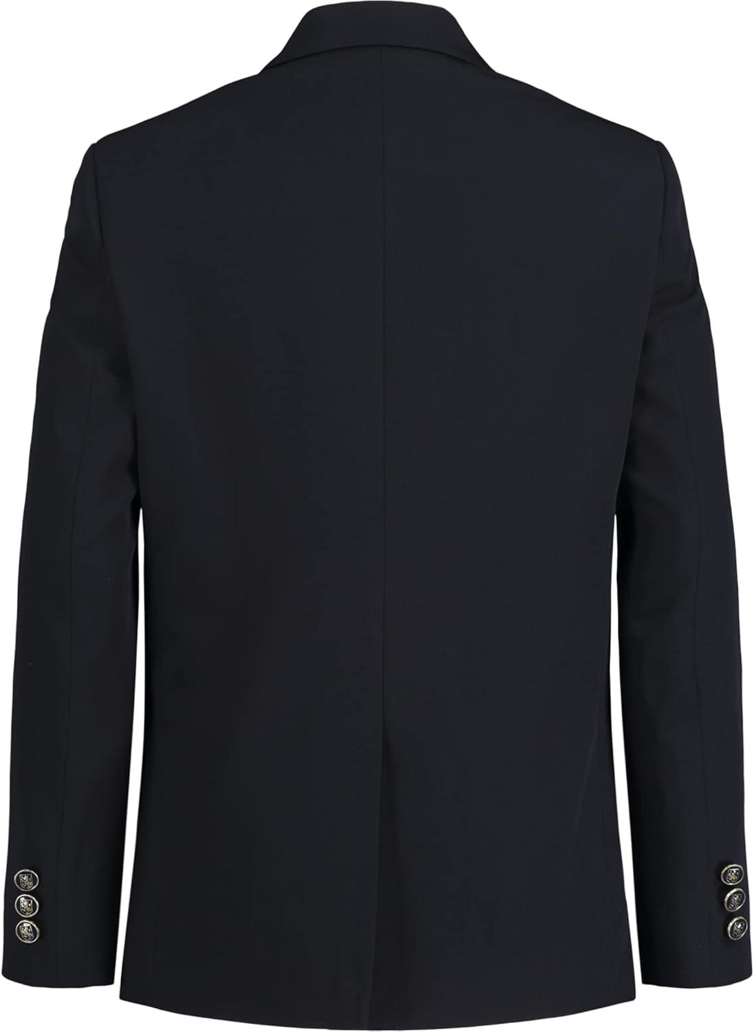 imageTommy Hilfiger Boys BiStretch Alexander Blazer Single Breasted with Pocket Square Solid Color with Flag Print LiningNavy