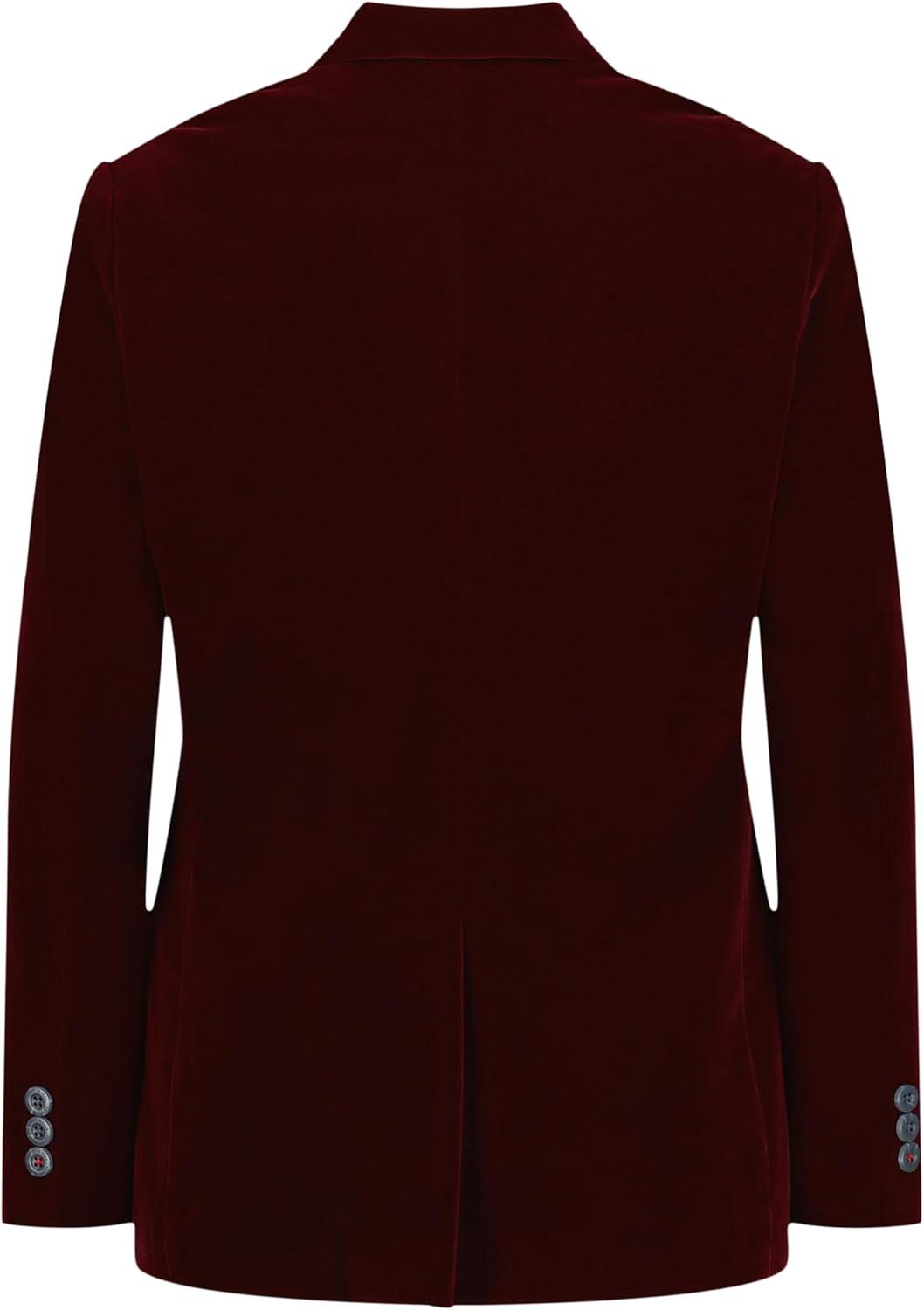 imageTommy Hilfiger Boys Blazer Suit Jacket Button Closure Notch Lapel ampamp Front Flap PocketsBordeaux Velvet