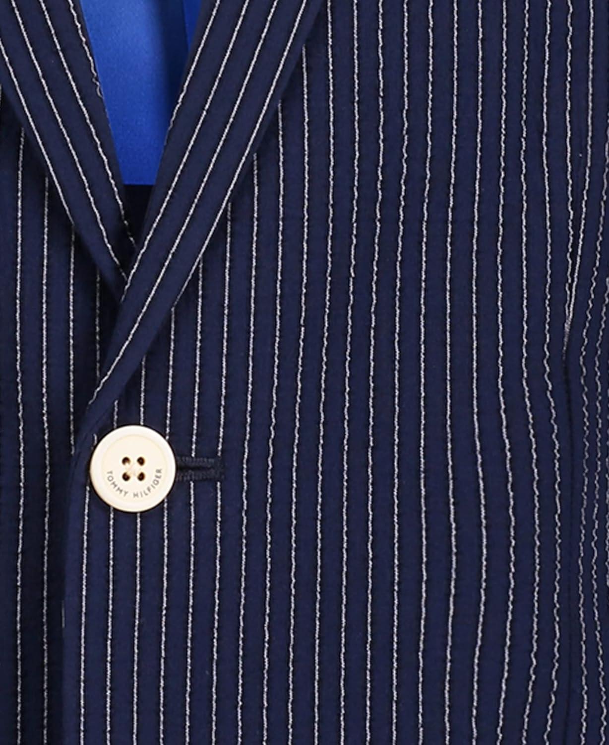 imageTommy Hilfiger Boys Blazer Suit Jacket Button Closure Notch Lapel ampamp Front Flap PocketsFlag Blue