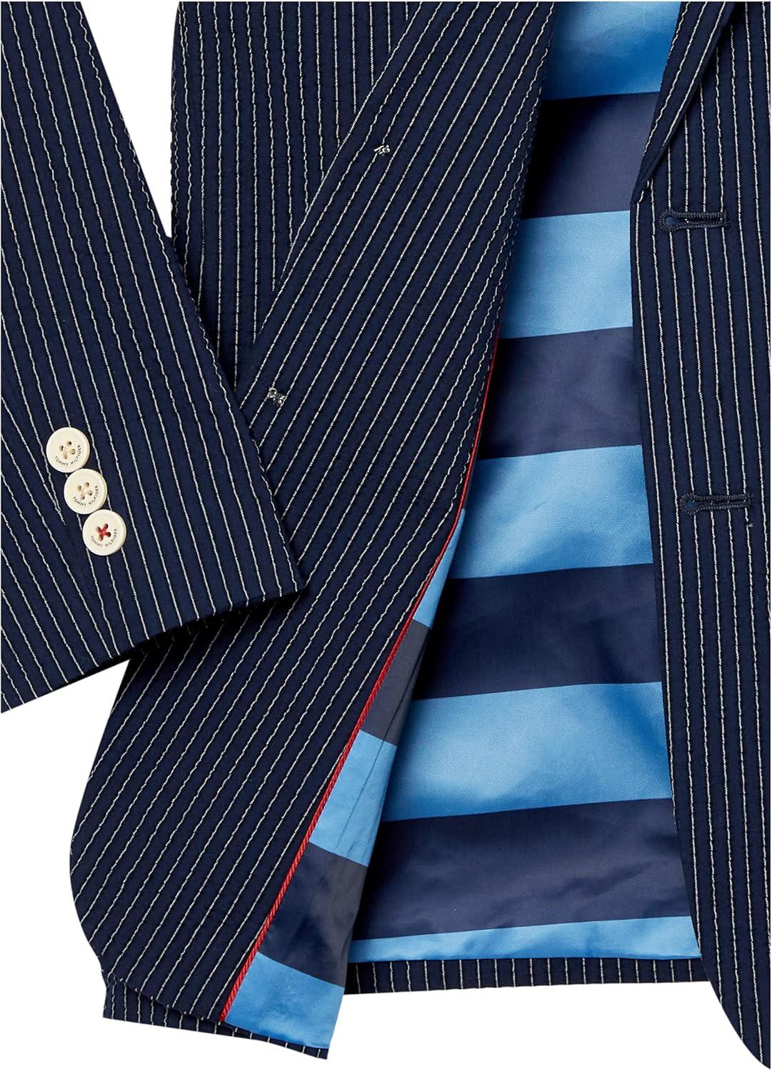 imageTommy Hilfiger Boys Blazer Suit Jacket Button Closure Notch Lapel ampamp Front Flap PocketsFlag Blue
