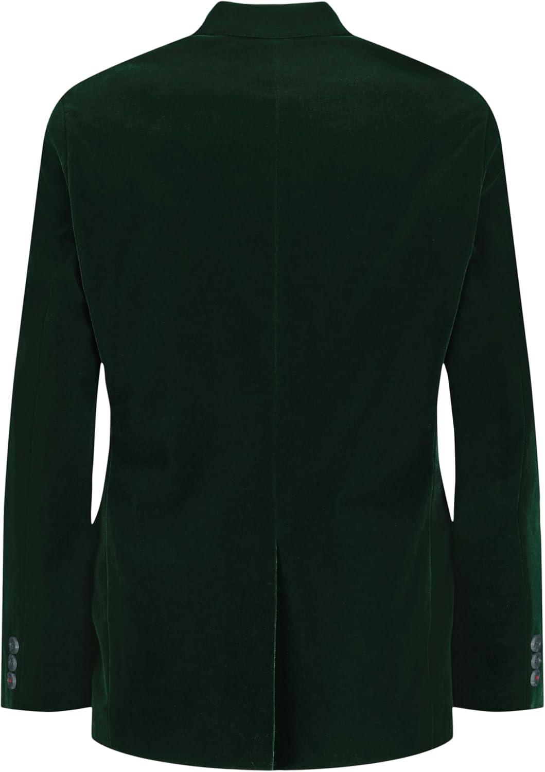 imageTommy Hilfiger Boys Blazer Suit Jacket Button Closure Notch Lapel ampamp Front Flap PocketsGreen Velvet