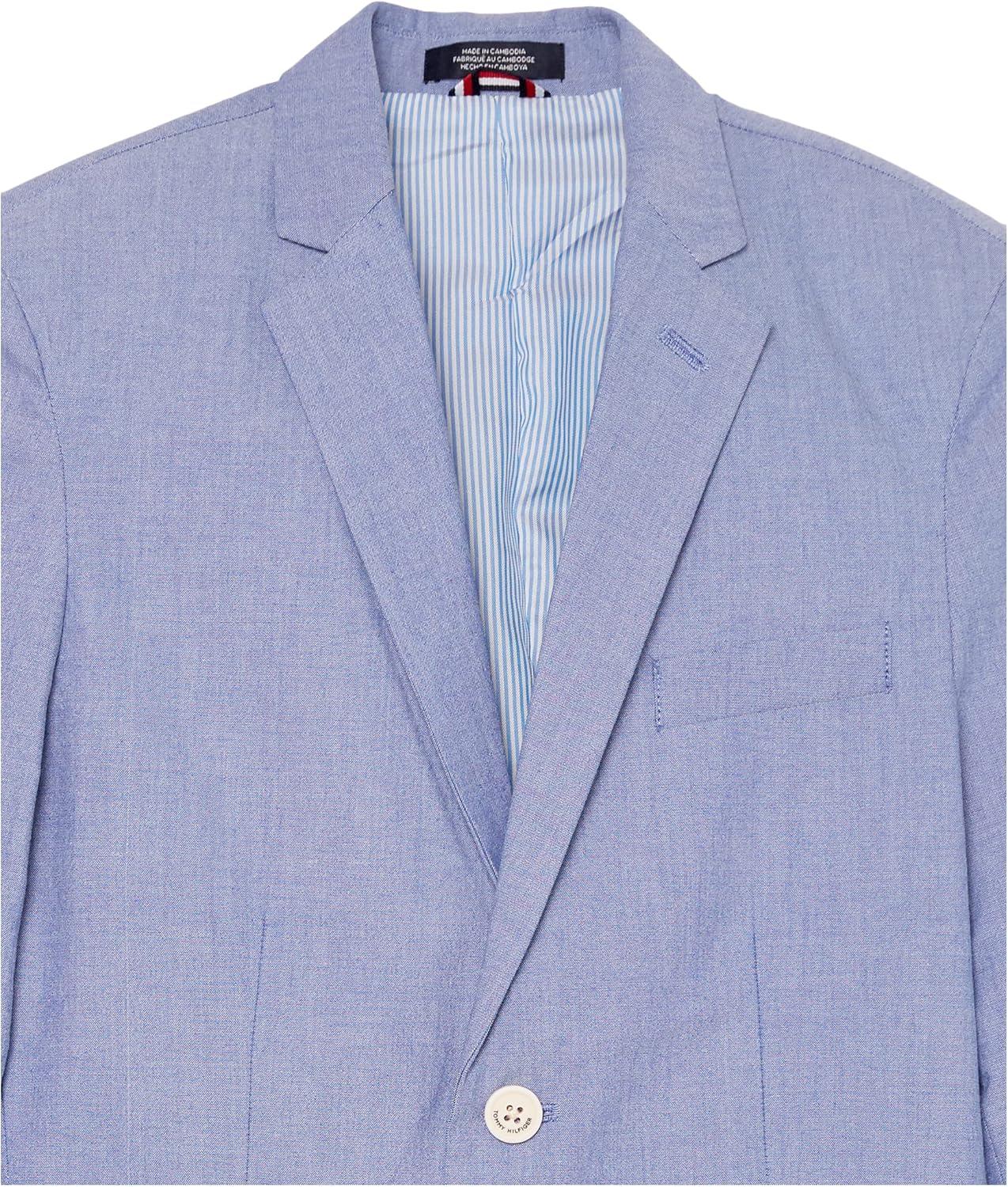 imageTommy Hilfiger Boys Blazer Suit Jacket Button Closure Notch Lapel ampamp Front Flap PocketsPrince Blue