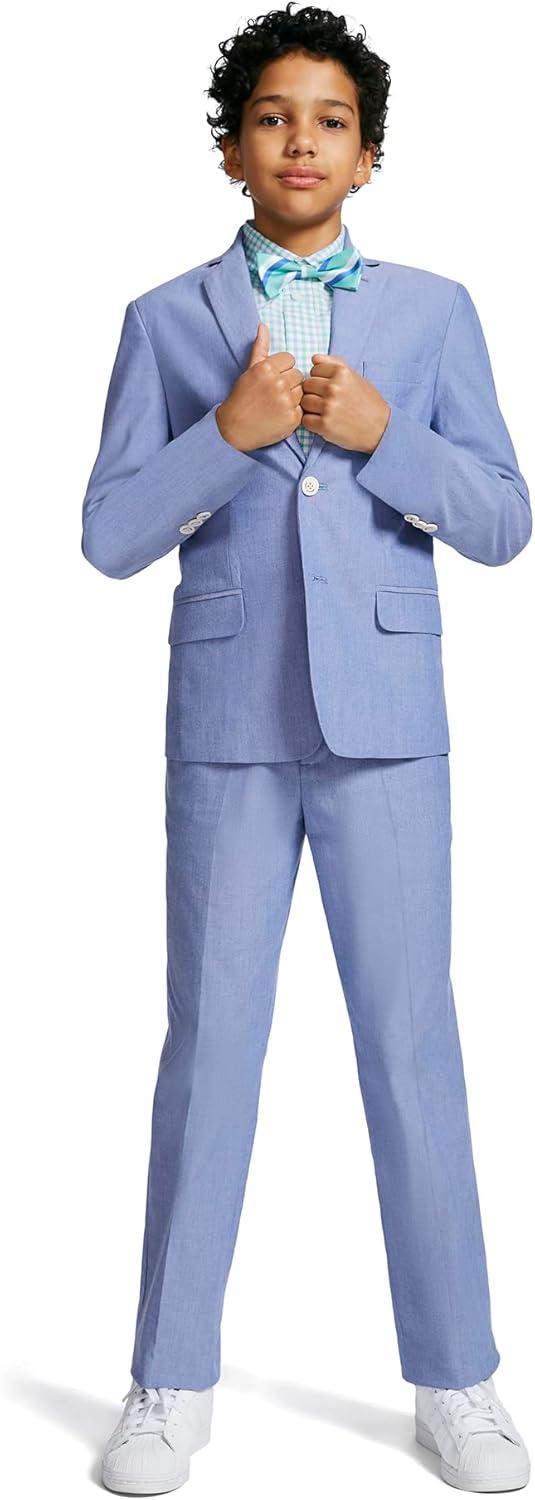 imageTommy Hilfiger Boys Blazer Suit Jacket Button Closure Notch Lapel ampamp Front Flap PocketsPrince Blue