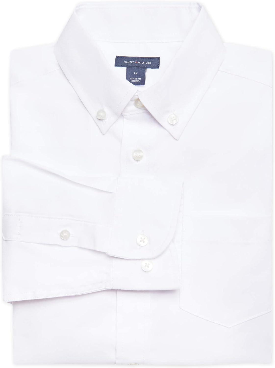 imageTommy Hilfiger Boys Boys Oxford Long Sleeve Dress Shirt Collared ButtonDown with Chest Pocket Regular FitWhite