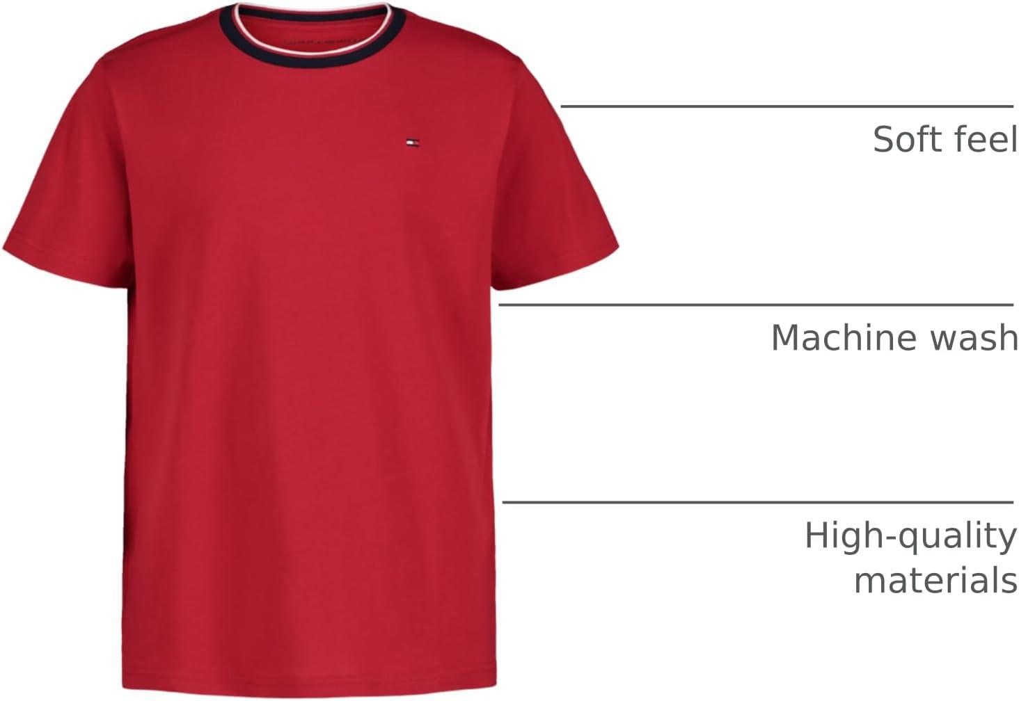 imageTommy Hilfiger Boys Legacy Short Sleeve Yd Ringer Crew Neck TShirtClassic Yd Scarlet Sage