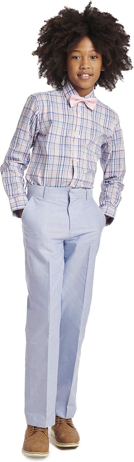 imageTommy Hilfiger Boys Long Sleeve Dress Shirt with Bow Tie Collared ButtonDown with Cuff SleevesBermuda Pink