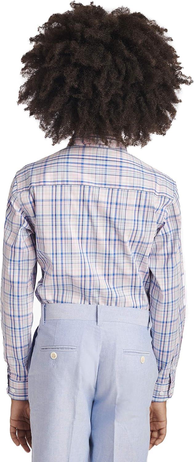 imageTommy Hilfiger Boys Long Sleeve Dress Shirt with Bow Tie Collared ButtonDown with Cuff SleevesBermuda Pink