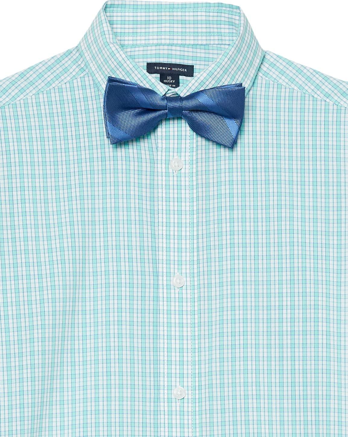 imageTommy Hilfiger Boys Long Sleeve Dress Shirt with Bow Tie Collared ButtonDown with Cuff SleevesMojito