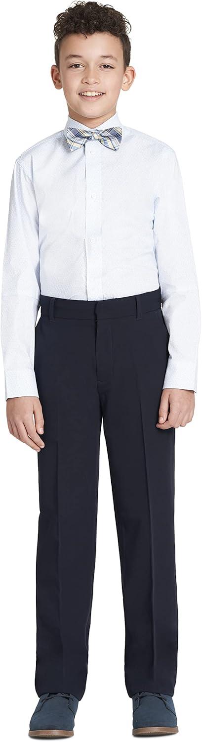 imageTommy Hilfiger Boys Long Sleeve Dress Shirt with Bow Tie Collared ButtonDown with Cuff SleevesNoon Blue Floral