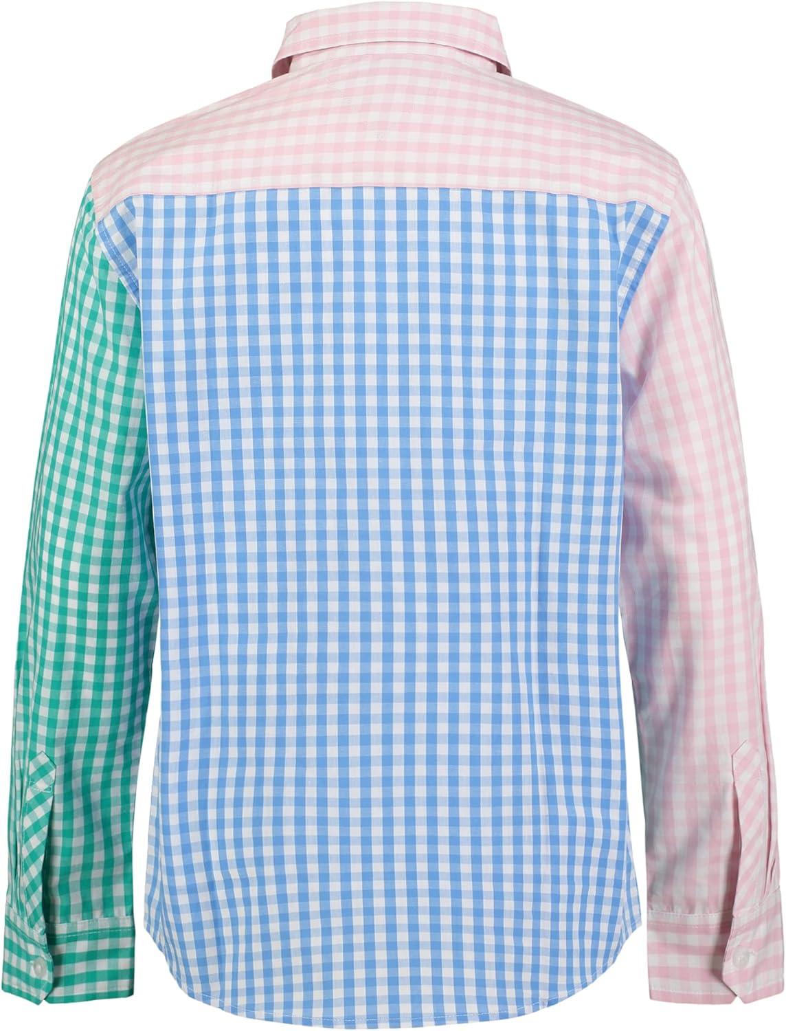 imageTommy Hilfiger Boys Long Sleeve Woven Buttondown Shirt Lightweight ampamp BreathableMulticolor Gingham