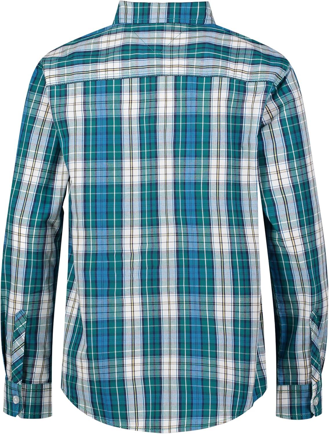 imageTommy Hilfiger Boys Long Sleeve Woven Buttondown Shirt Lightweight ampamp BreathableParasailing Tommy Plaid