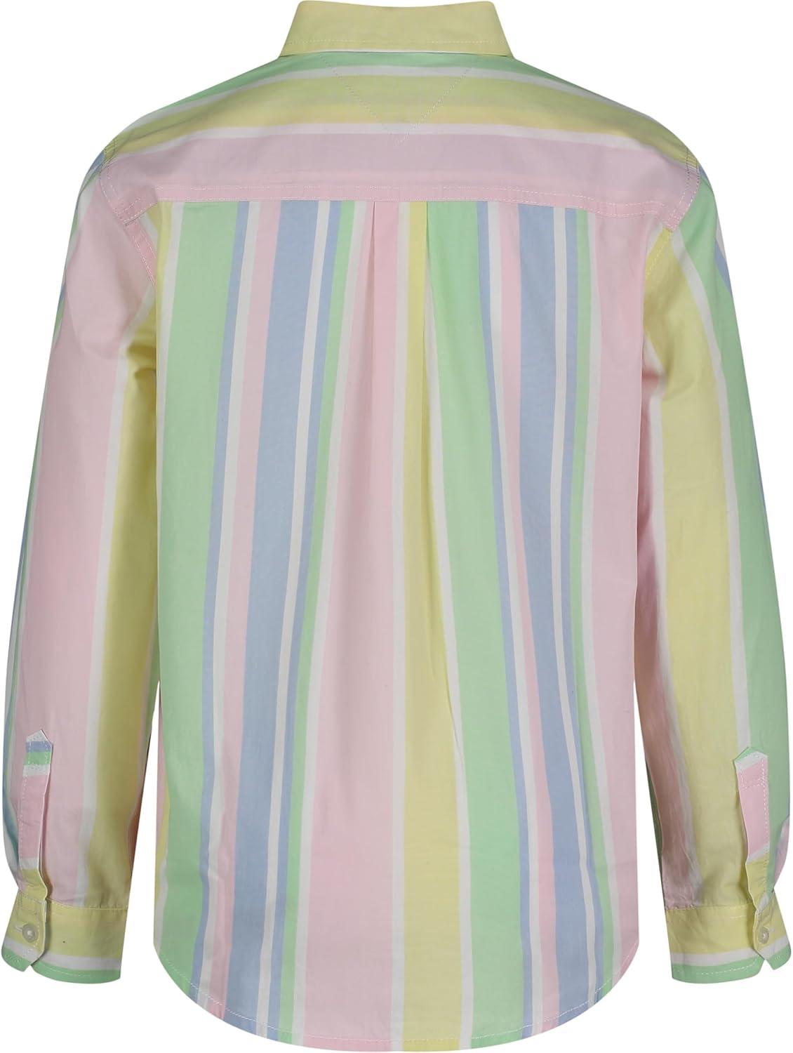 imageTommy Hilfiger Boys Long Sleeve Woven Buttondown Shirt Lightweight ampamp BreathableParfait Prep Stripe