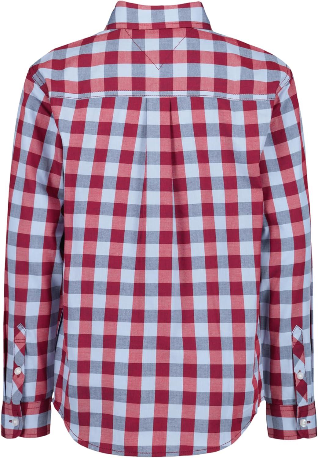 imageTommy Hilfiger Boys Long Sleeve Woven Buttondown Shirt Lightweight ampamp BreathableScooter Red Check
