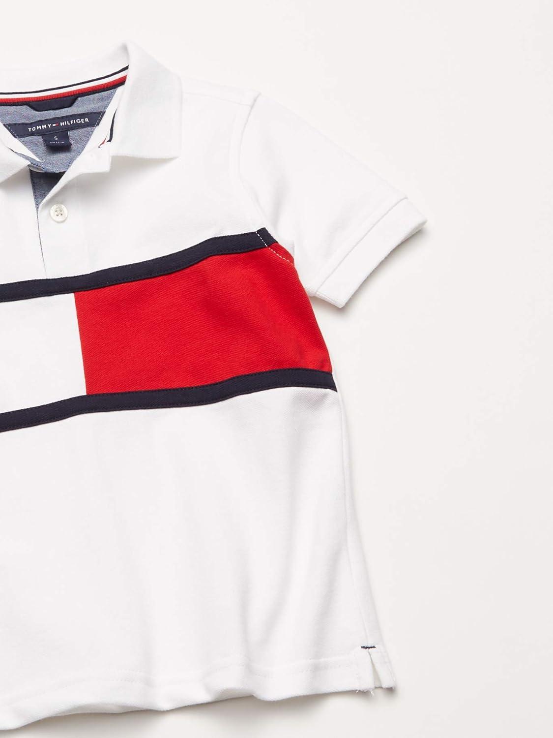 imageTommy Hilfiger Boys Short Sleeve Fashion Polo Shirt Button Closure Soft ampamp ComfortableGary White