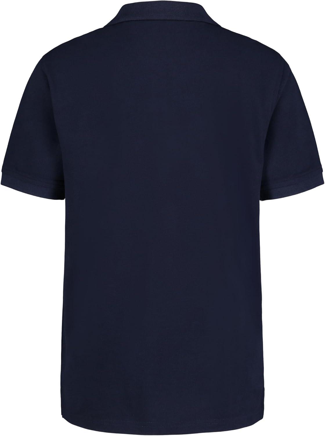 imageTommy Hilfiger Boys Short Sleeve Fashion Polo Shirt Button Closure Soft ampamp ComfortableSplit Stripe Navy Blazer