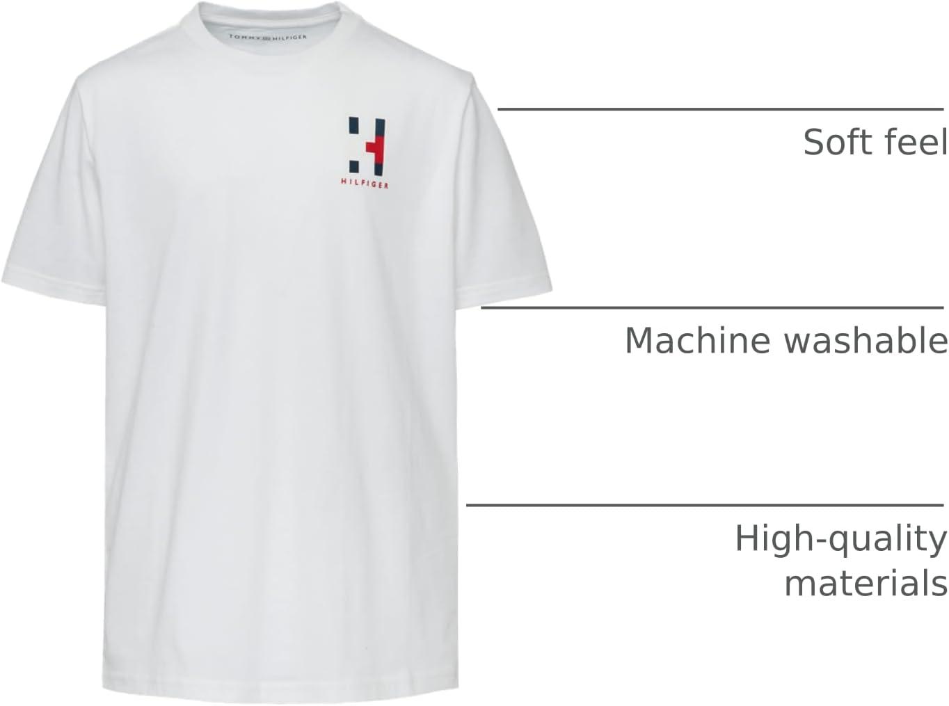 imageTommy Hilfiger Boys Short Sleeve Solid Matt Crew Neck TShirt Soft Comfortable Relaxed FitBright White