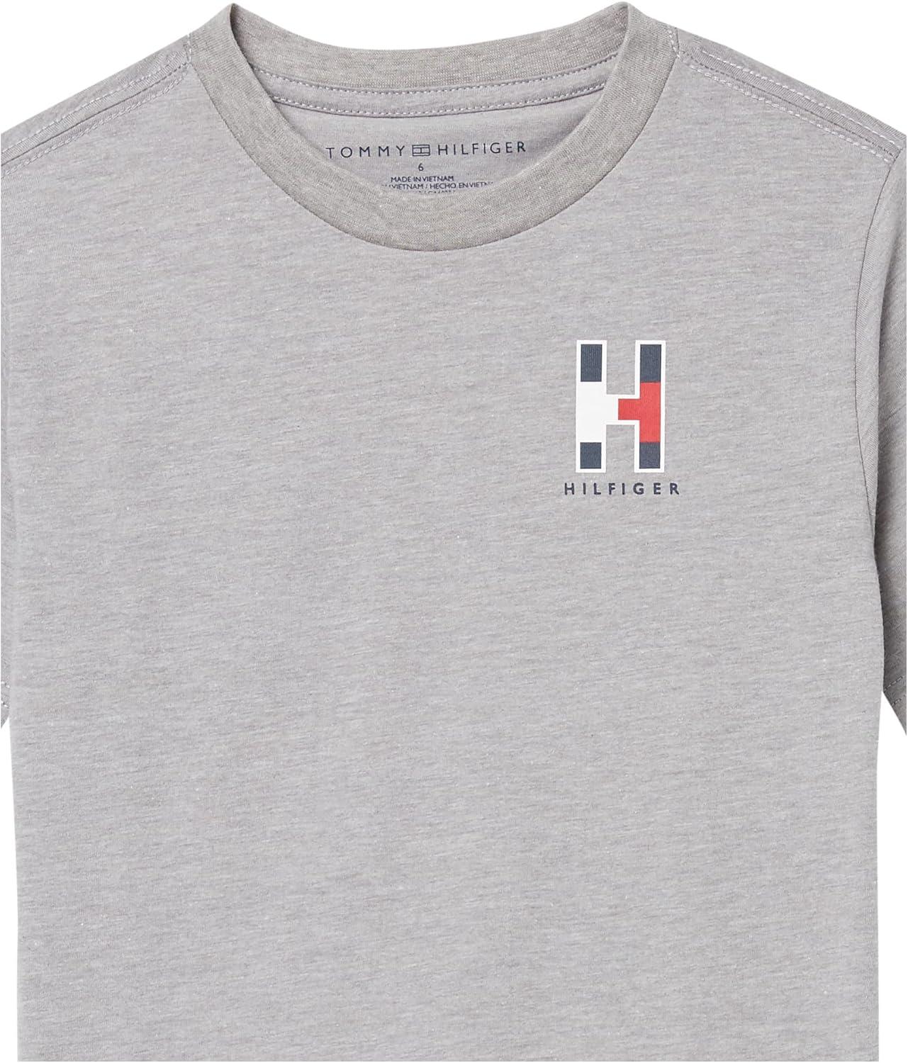 imageTommy Hilfiger Boys Short Sleeve Solid Matt Crew Neck TShirt Soft Comfortable Relaxed FitGrey Heather