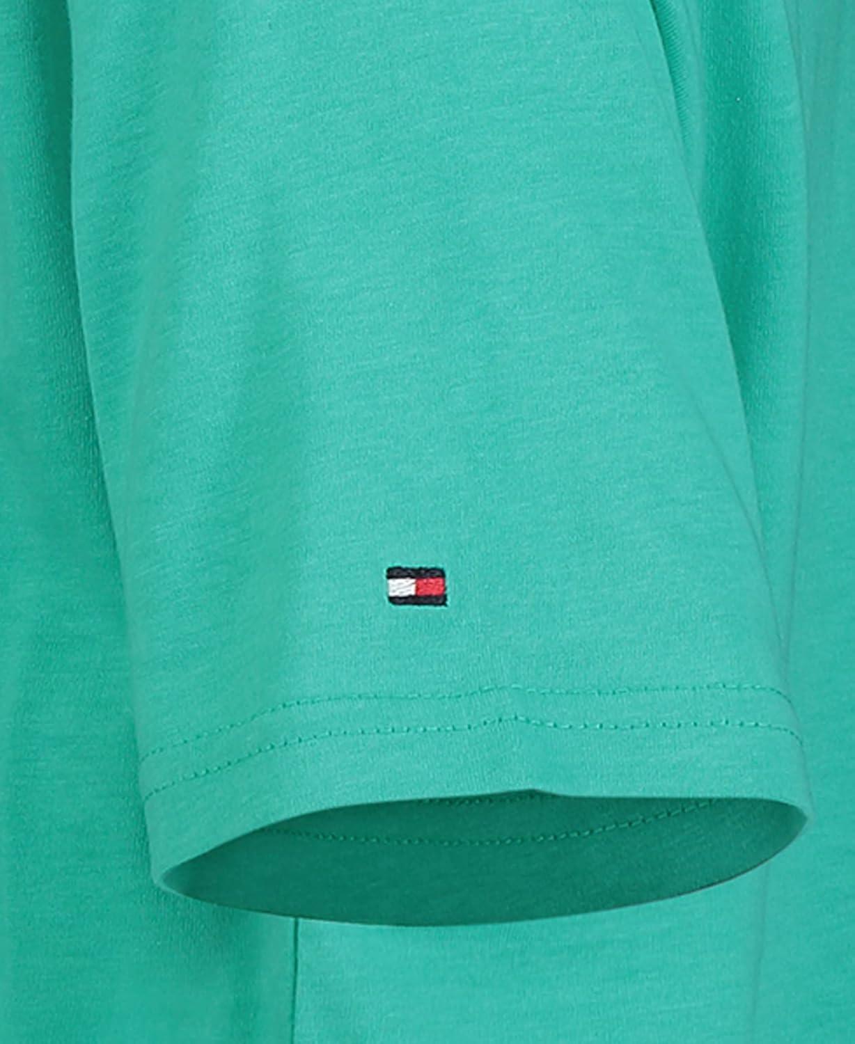 imageTommy Hilfiger Boys Short Sleeve Solid Matt Crew Neck TShirt Soft Comfortable Relaxed FitPool Green