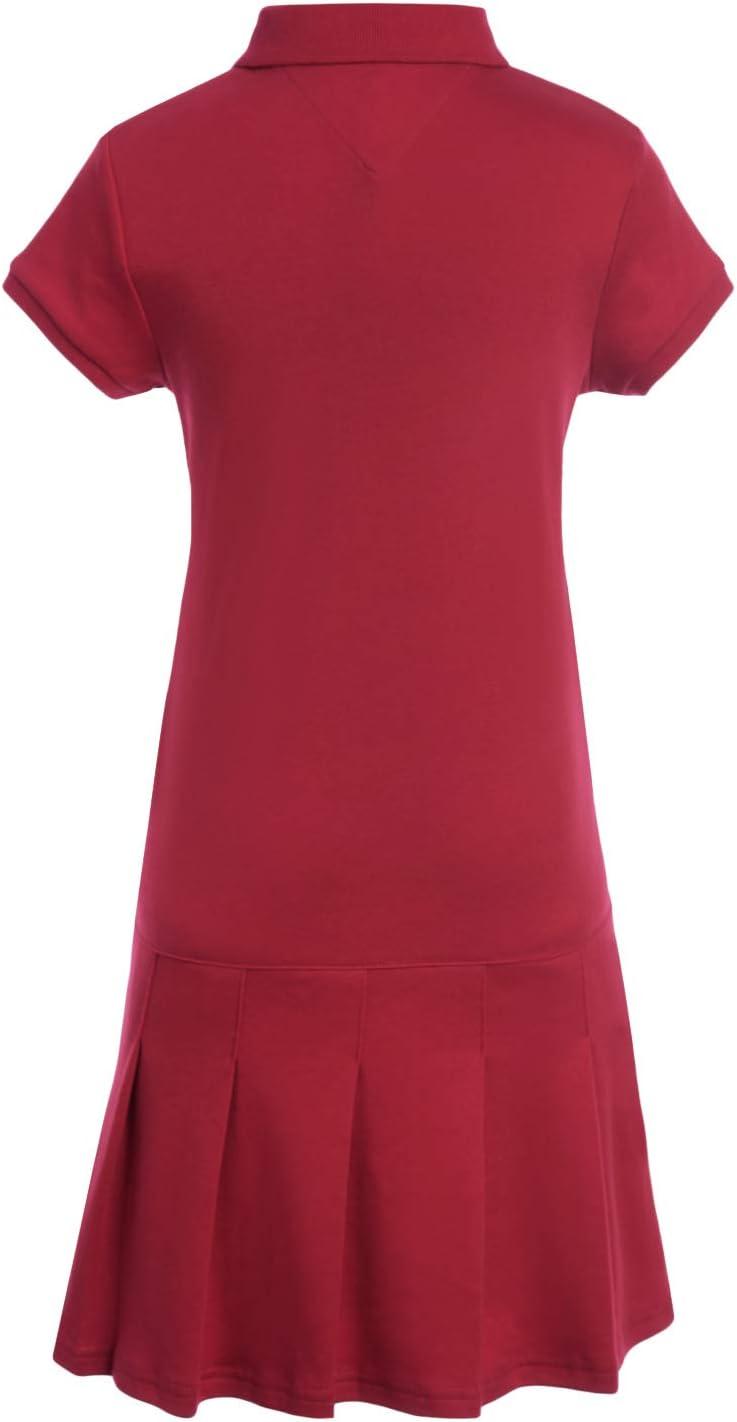 imageTommy Hilfiger Girls Short Sleeve Interlock Pleated Polo Dress School UniformRed