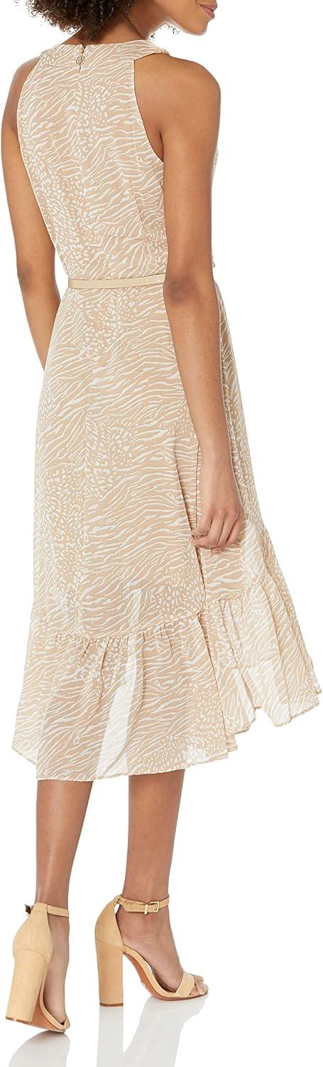 imageTommy Hilfiger Hydrangea Sketch HighLow Halter Neck DressSandIvory