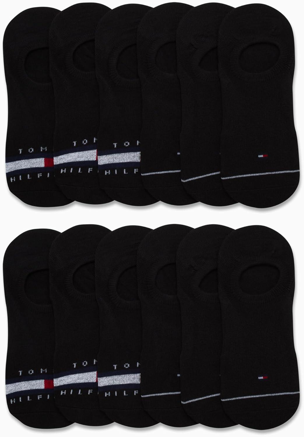 imageTommy Hilfiger Mens Athletic Socks Cushion No Show Socks 12 PackBlack Logo