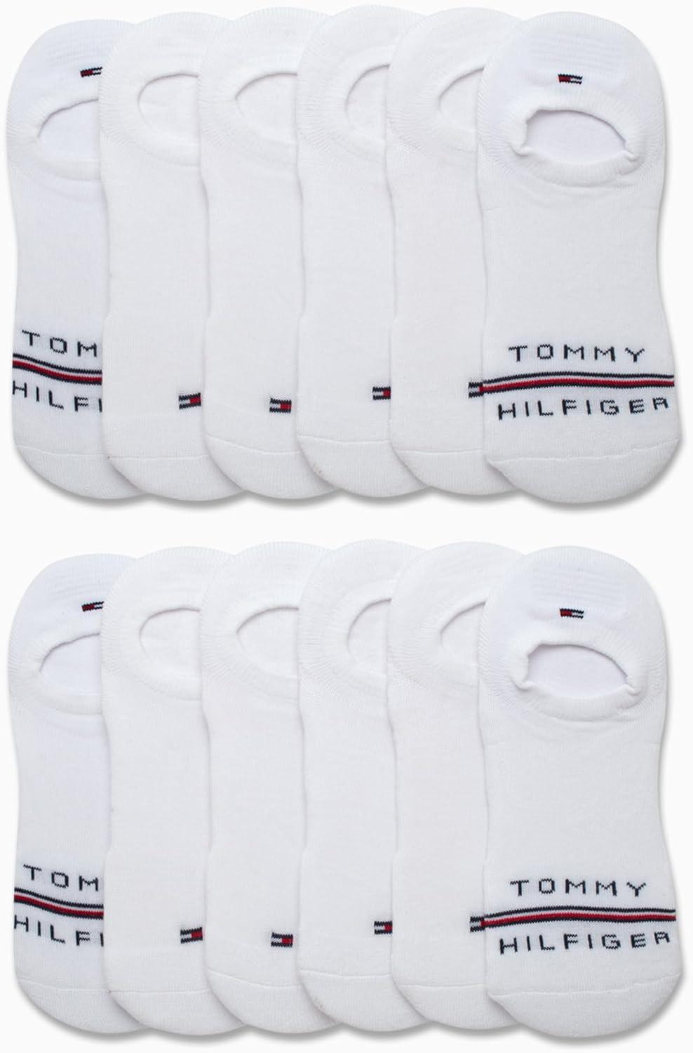 imageTommy Hilfiger Mens Athletic Socks Cushion No Show Socks 12 PackWhite Logo