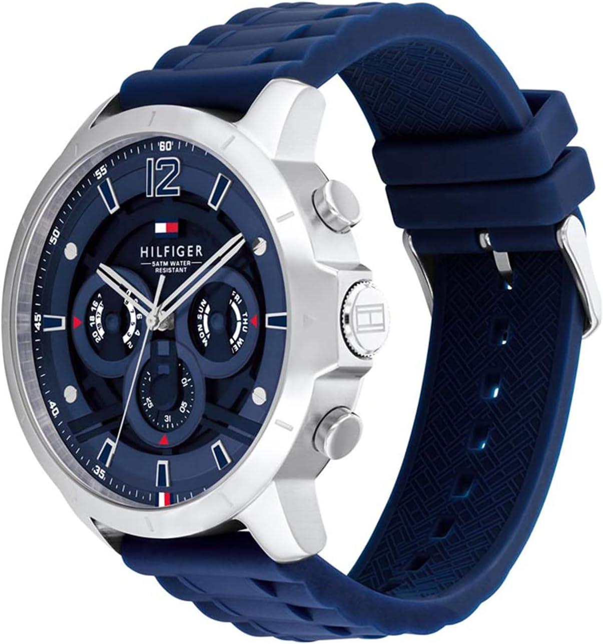 imageTommy Hilfiger Mens Casual Watch Multifunction Stainless Steel Wristwatch Water Resistant up to 5 ATM50 Meters Premium Fashion Timepiece for All Occasions 50 mmNavy