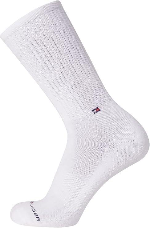 imageTommy Hilfiger Mens Crew Socks 3 Pack Cotton Blend Cushioned Athletic Performance Crew Length Running Socks for MenAssorted Multi