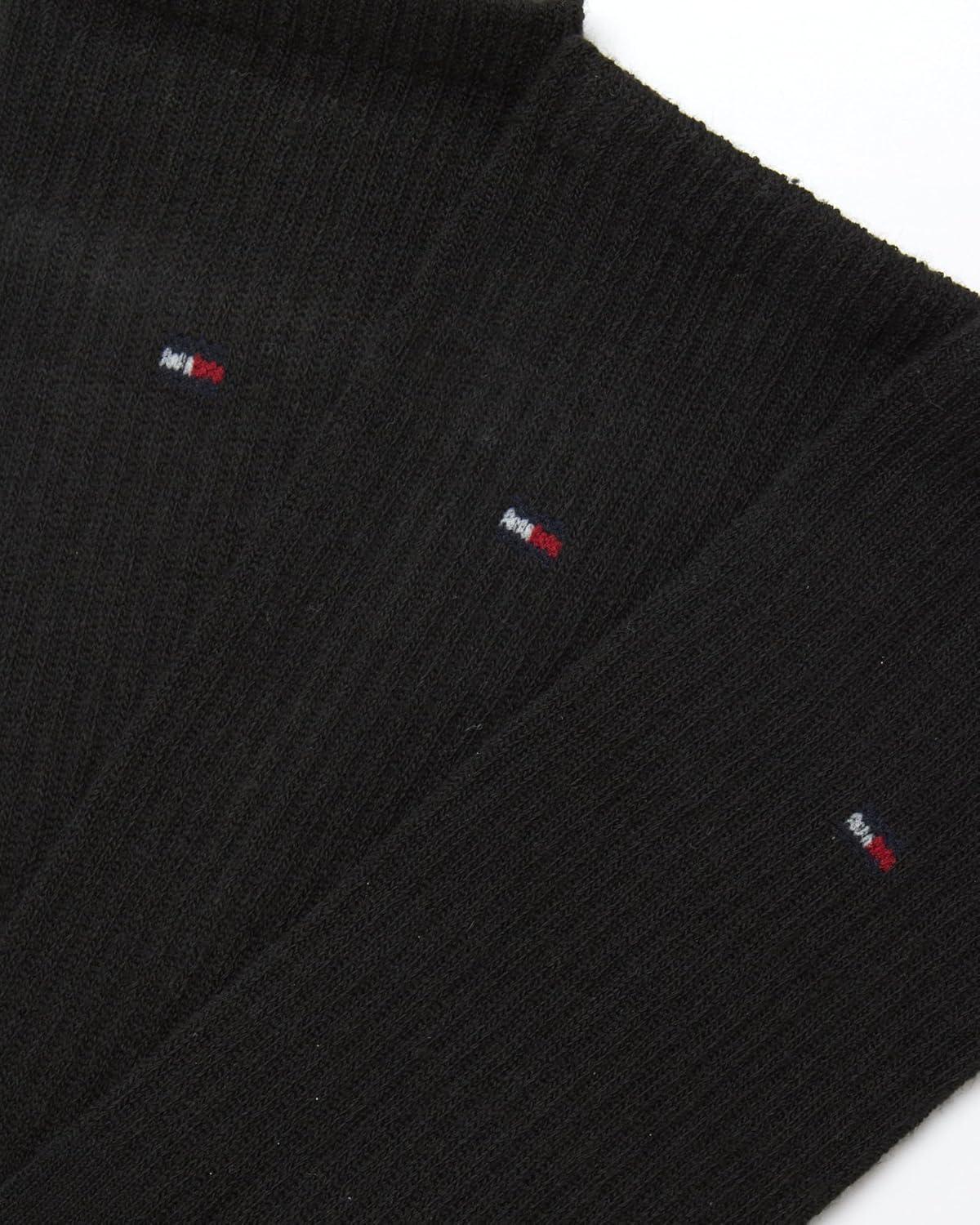 imageTommy Hilfiger Mens Crew Socks 3 Pack Cotton Blend Cushioned Athletic Performance Crew Length Running Socks for MenBlack