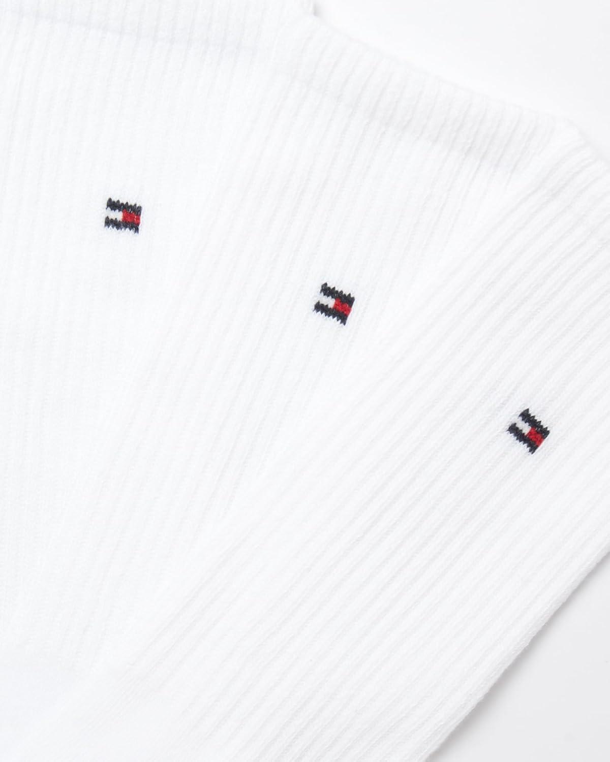 imageTommy Hilfiger Mens Crew Socks 3 Pack Cotton Blend Cushioned Athletic Performance Crew Length Running Socks for MenWhite