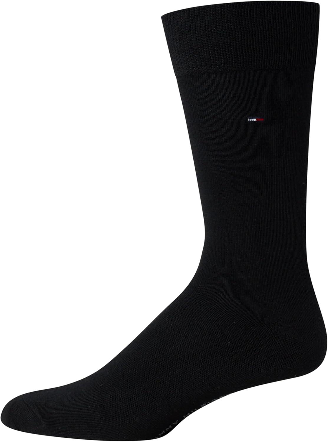 imageTommy Hilfiger Mens Dress Socks 4 Pack Lightweight Cotton Blend Everyday Crew Work Socks for Men for Casual ampamp Formal WearBlack