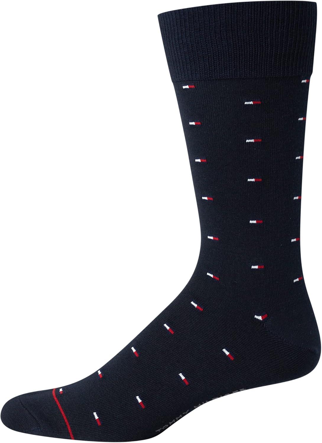 imageTommy Hilfiger Mens Dress Socks 4 Pack Lightweight Cotton Blend Everyday Crew Work Socks for Men for Casual ampamp Formal WearNavy