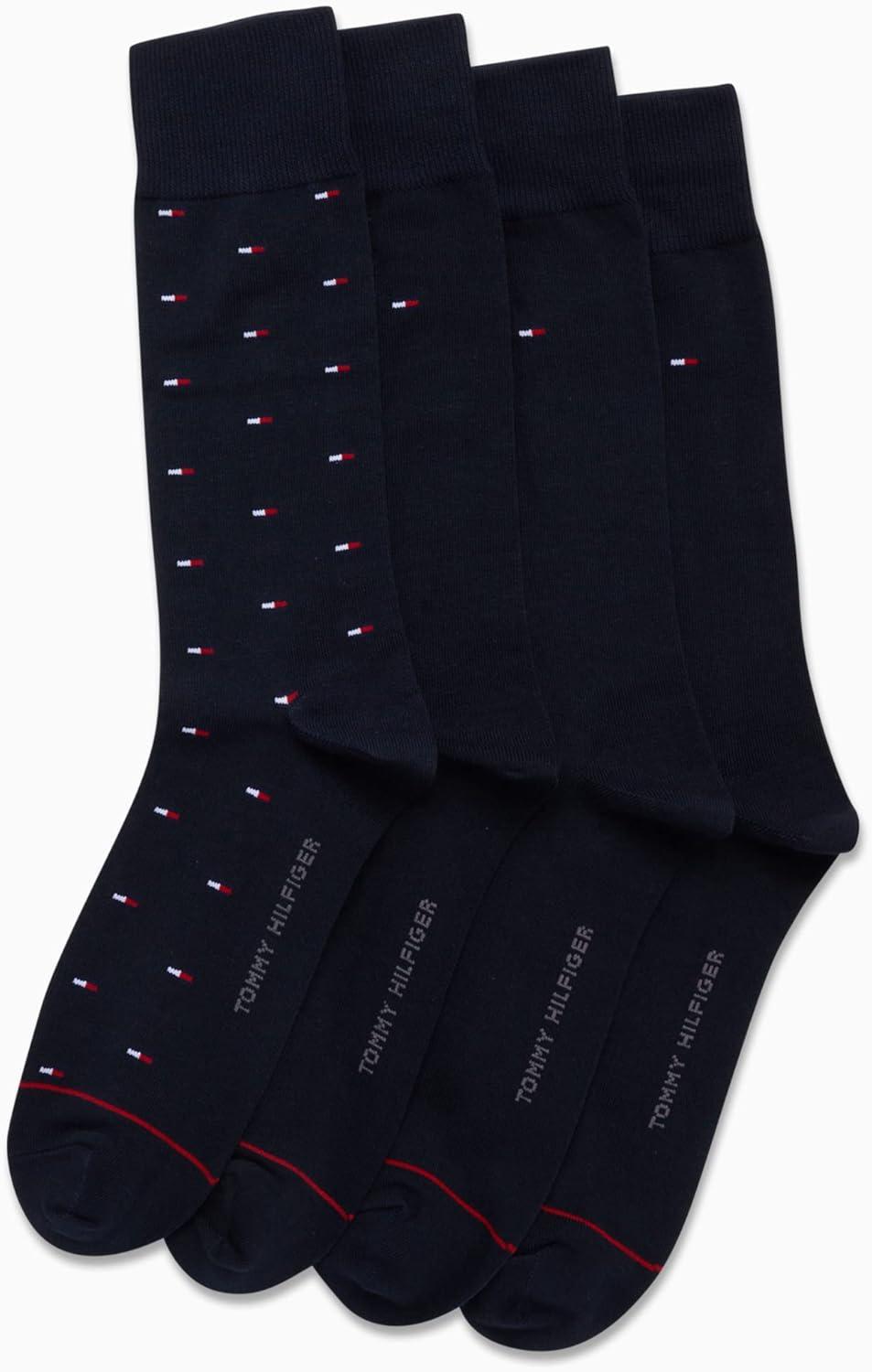 imageTommy Hilfiger Mens Dress Socks 4 Pack Lightweight Cotton Blend Everyday Crew Work Socks for Men for Casual ampamp Formal WearNavy