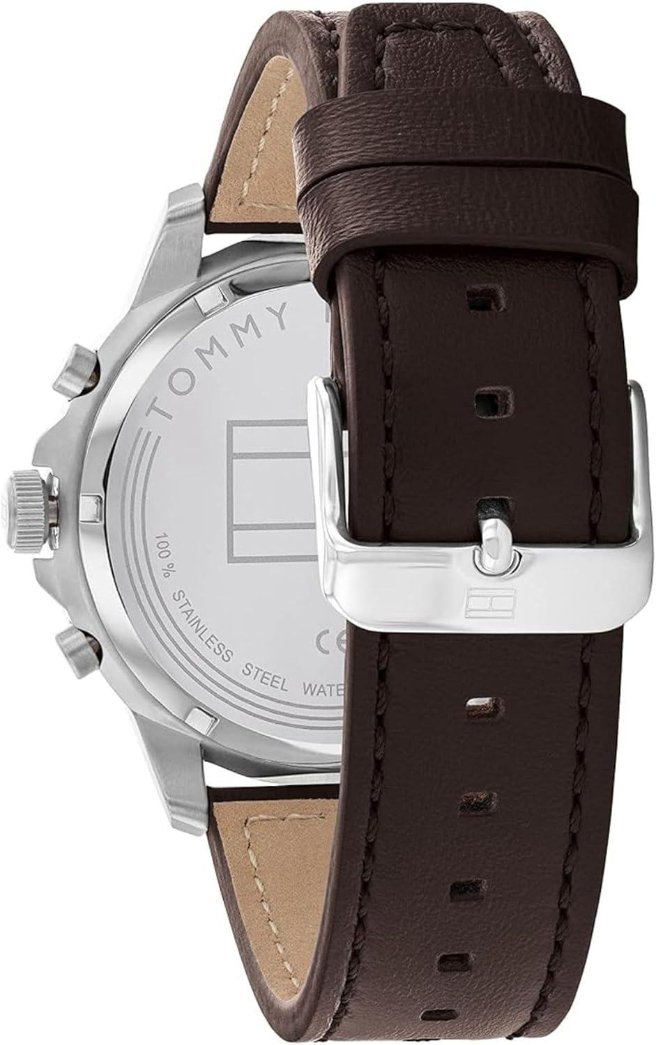 imageTommy Hilfiger Mens Dressy Watch Quartz Multifunction Stainless Steel Case Skeleton Dial Link Bracelet Gift for HimBlack