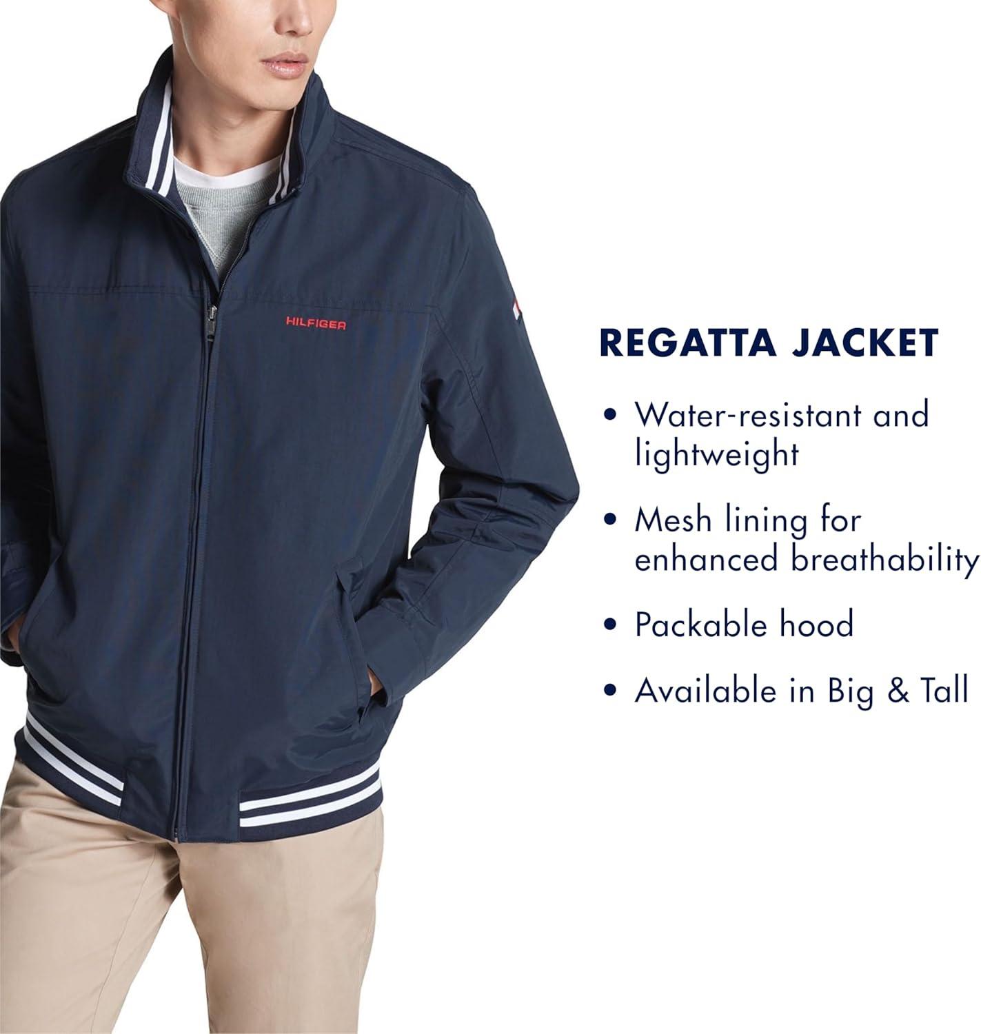 imageTommy Hilfiger Mens Lightweight Waterproof Regatta Bomber JacketArmy Green