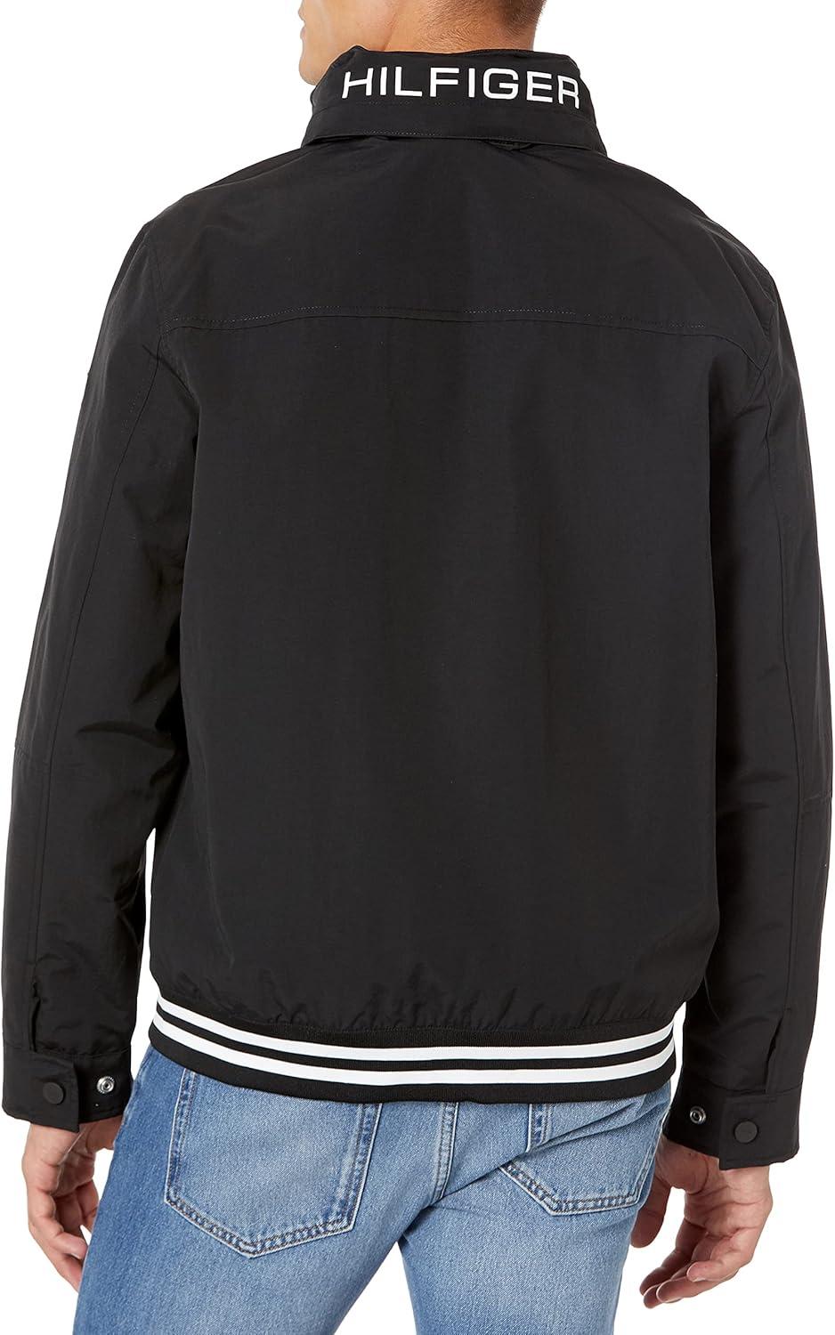 imageTommy Hilfiger Mens Lightweight Waterproof Regatta Bomber JacketDeep Black