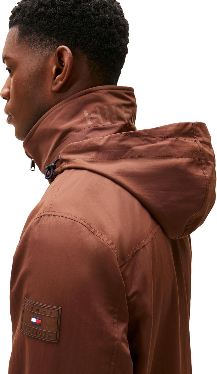 imageTommy Hilfiger Mens Lightweight Waterproof Regatta Bomber JacketLegacy Brown