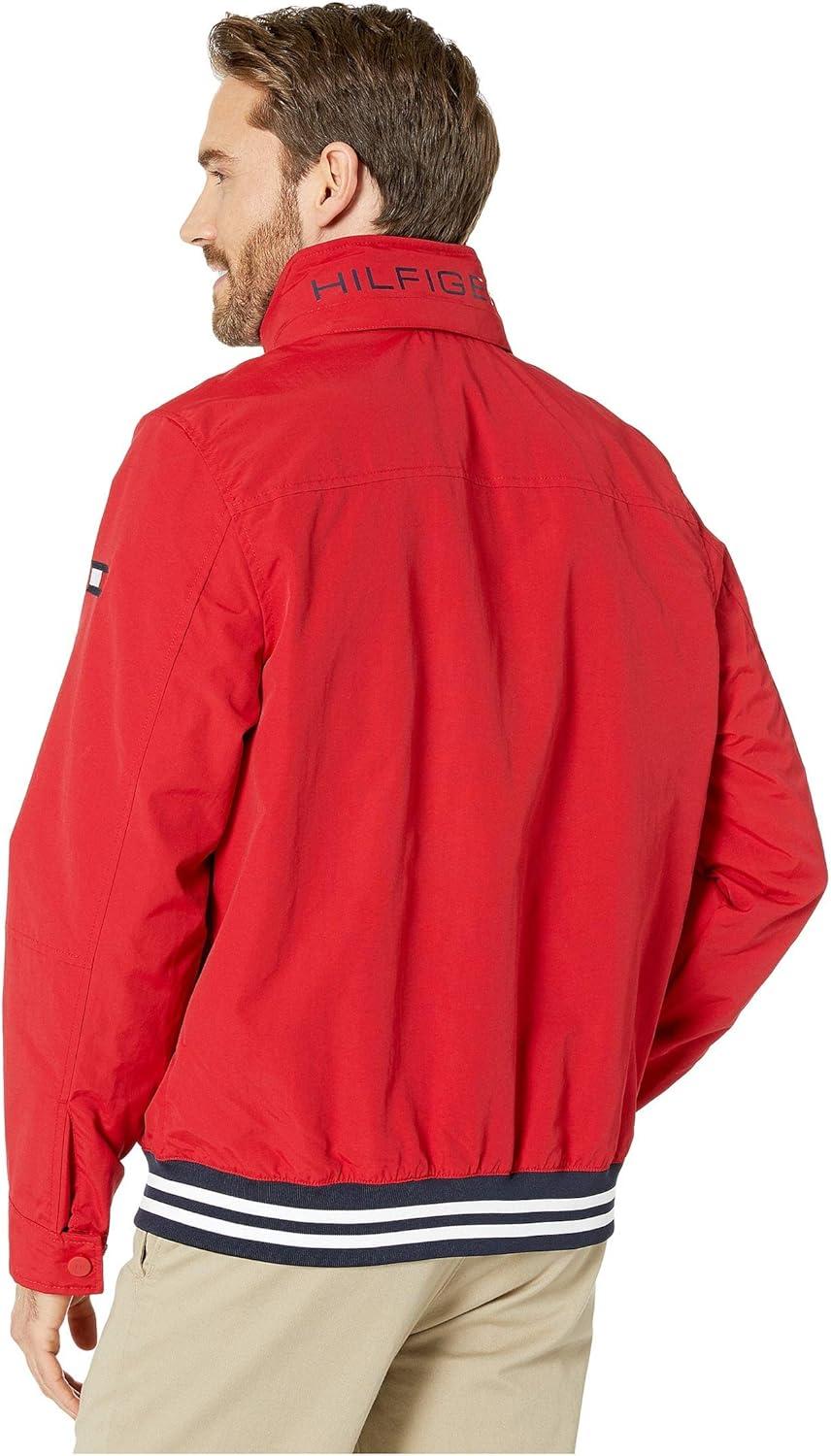 imageTommy Hilfiger Mens Lightweight Waterproof Regatta Bomber JacketRacing Red